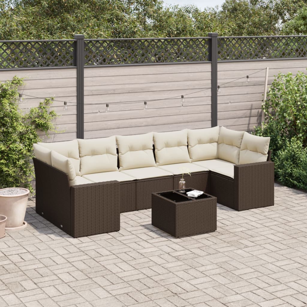 8-delige Loungeset met kussens poly rattan bruin is nu te koop bij PeponiXL, paradijselijk wonen!