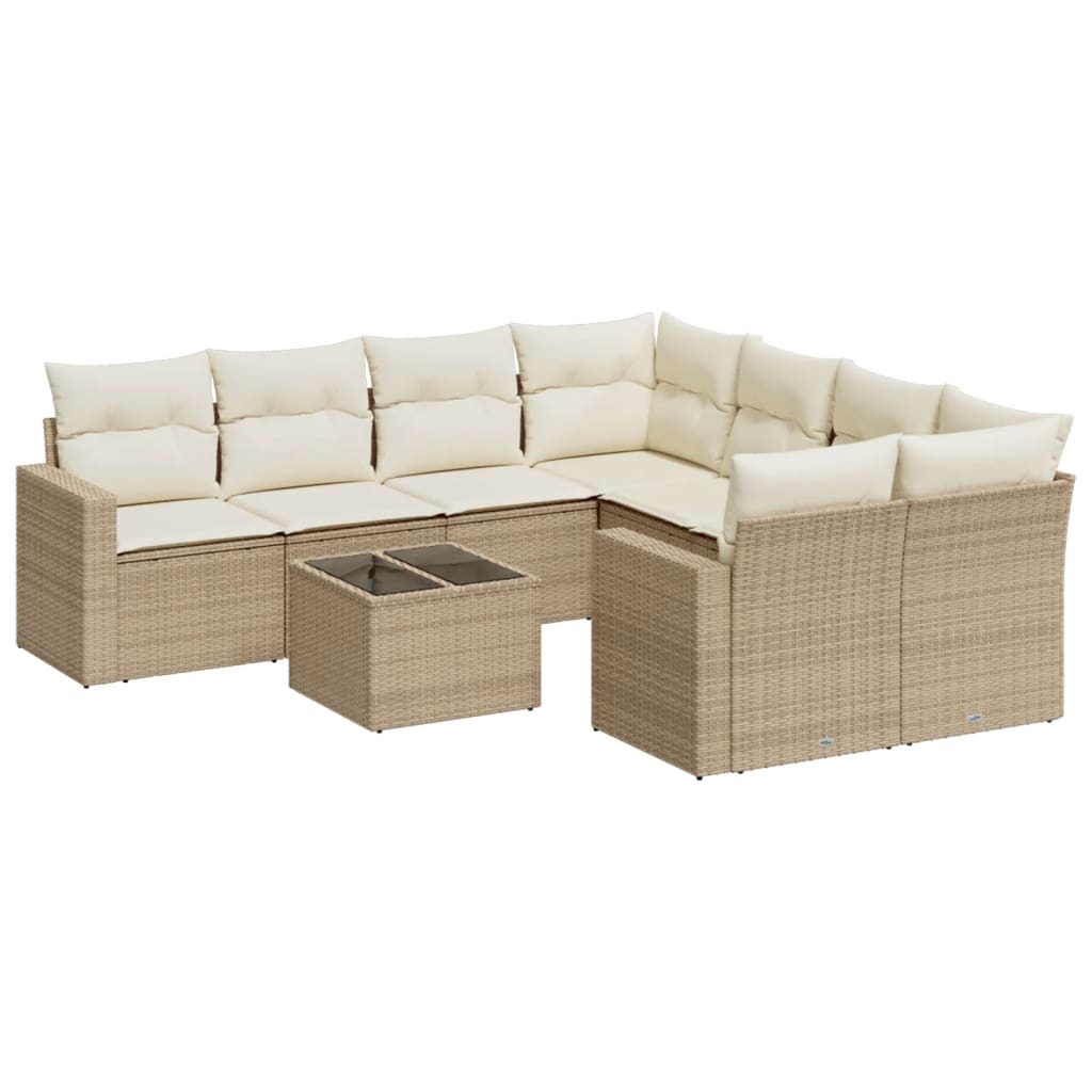 9-delige Loungeset met kussens poly rattan beige is nu te koop bij PeponiXL, paradijselijk wonen!