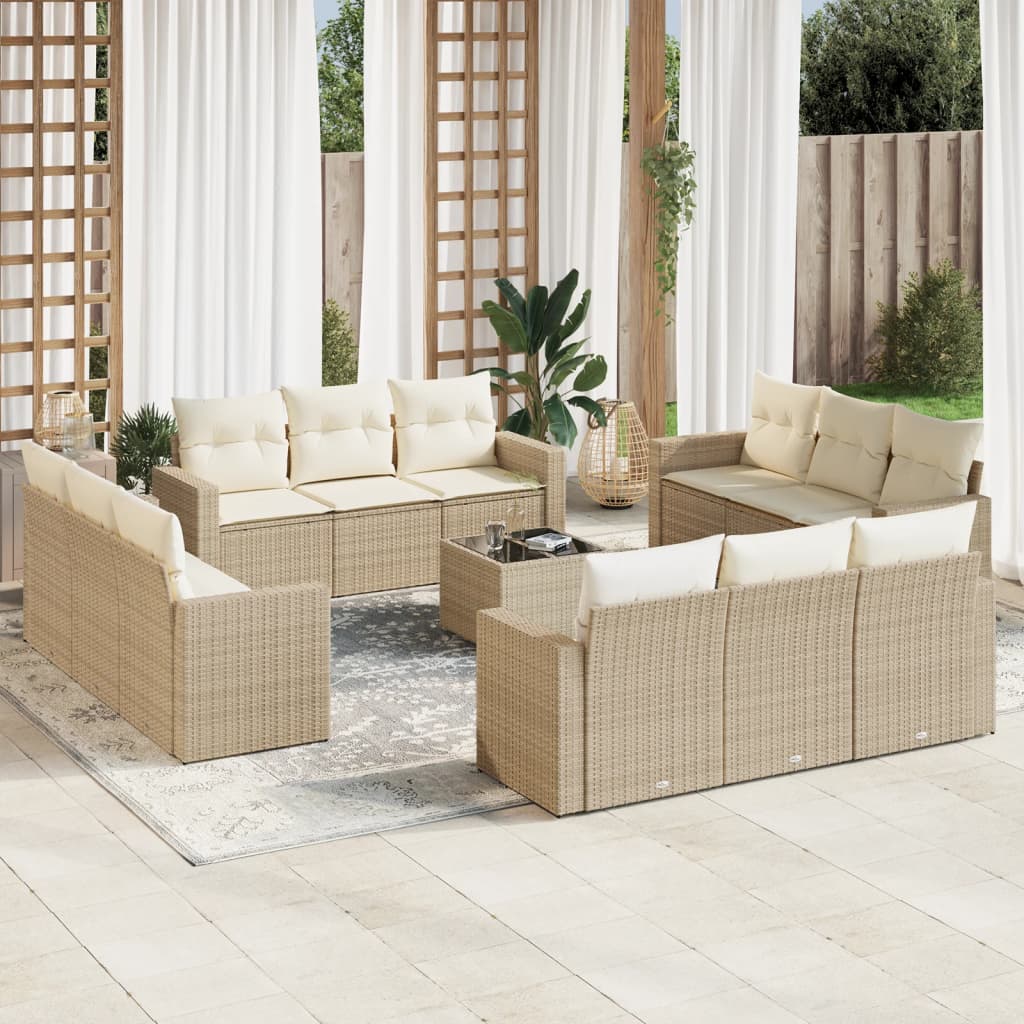 13-delige Loungeset met kussens poly rattan beige is nu te koop bij PeponiXL, paradijselijk wonen!