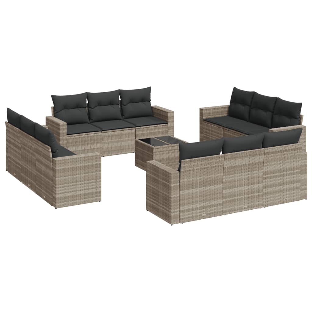 13-delige Loungeset met kussens poly rattan lichtgrijs is nu te koop bij PeponiXL, paradijselijk wonen!