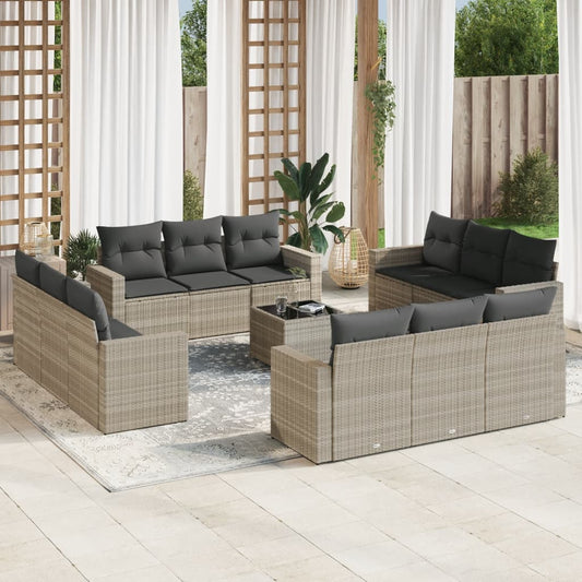 13-delige Loungeset met kussens poly rattan lichtgrijs is nu te koop bij PeponiXL, paradijselijk wonen!