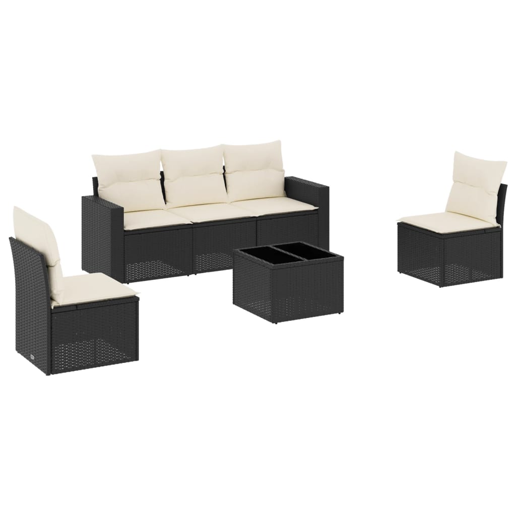 6-delige Loungeset met kussens poly rattan zwart is nu te koop bij PeponiXL, paradijselijk wonen!