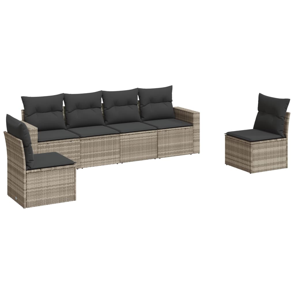 6-delige Loungeset met kussens poly rattan lichtgrijs is nu te koop bij PeponiXL, paradijselijk wonen!
