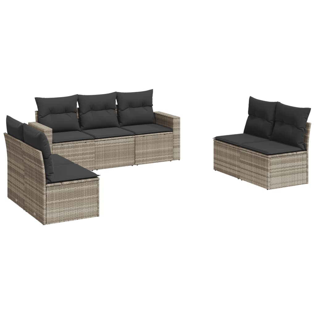7-delige Loungeset met kussens poly rattan lichtgrijs is nu te koop bij PeponiXL, paradijselijk wonen!