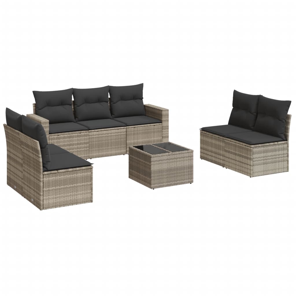 8-delige Loungeset met kussens poly rattan lichtgrijs is nu te koop bij PeponiXL, paradijselijk wonen!