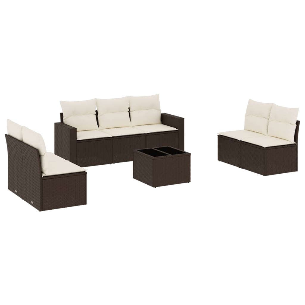 8-delige Loungeset met kussens poly rattan bruin is nu te koop bij PeponiXL, paradijselijk wonen!