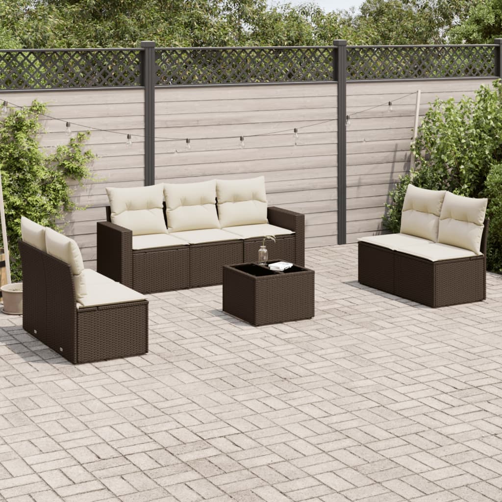 8-delige Loungeset met kussens poly rattan bruin is nu te koop bij PeponiXL, paradijselijk wonen!