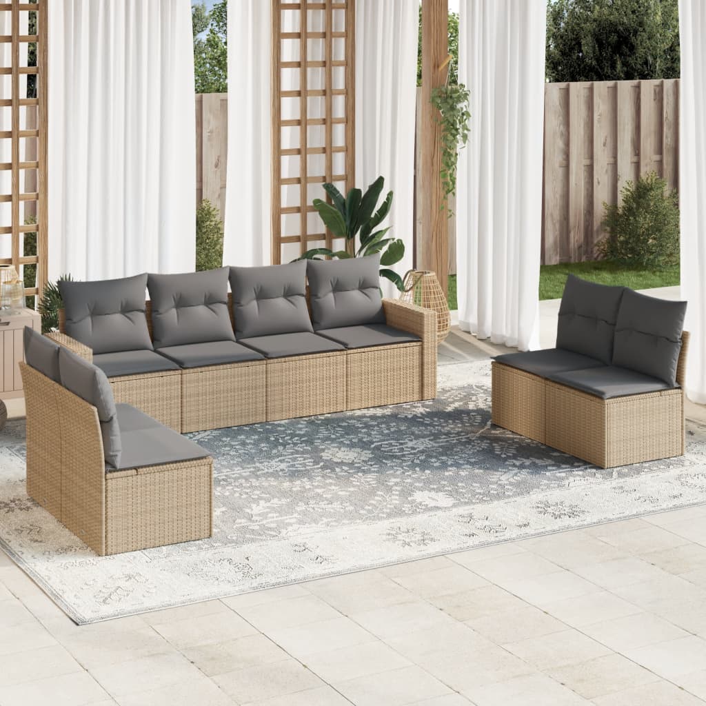 8-delige Loungeset met kussens poly rattan beige is nu te koop bij PeponiXL, paradijselijk wonen!
