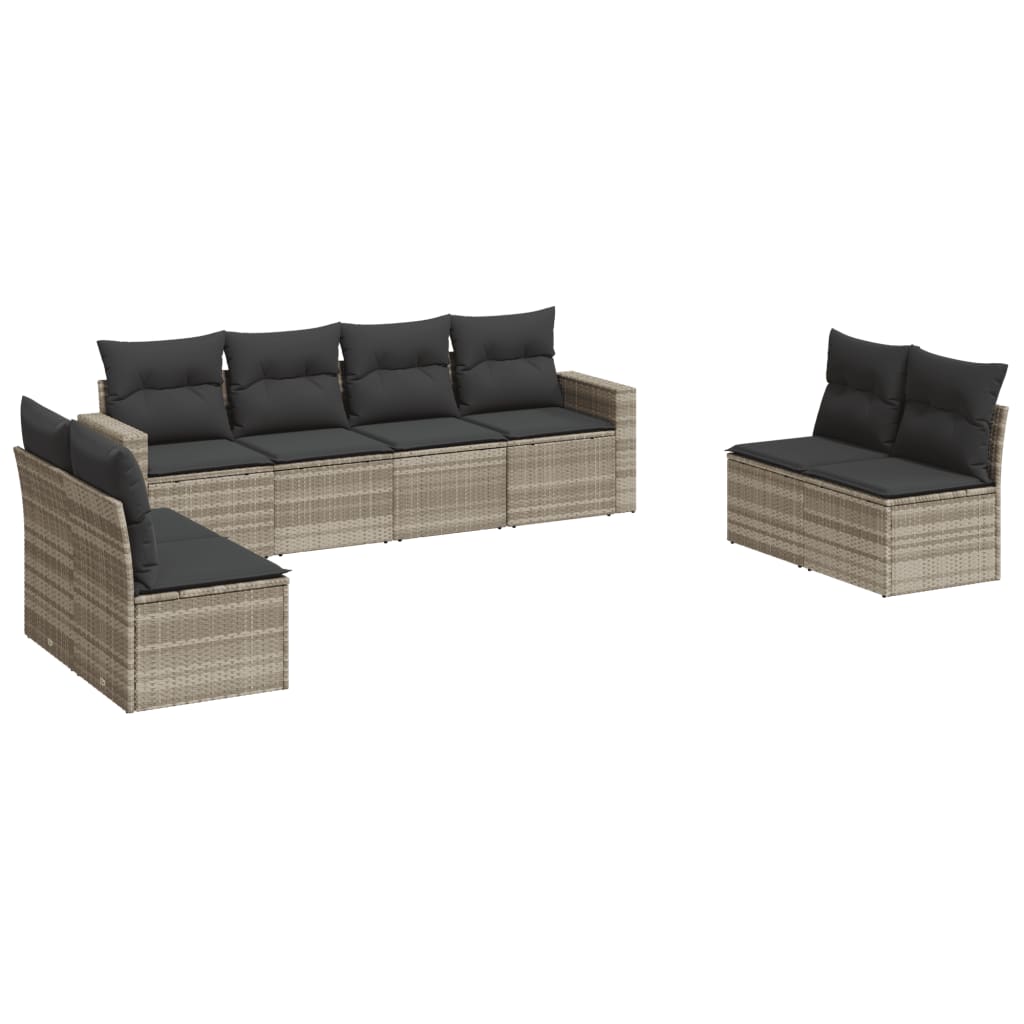 8-delige Loungeset met kussens poly rattan lichtgrijs is nu te koop bij PeponiXL, paradijselijk wonen!