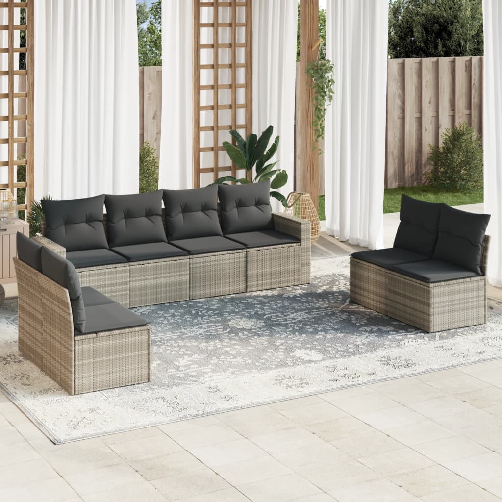 8-delige Loungeset met kussens poly rattan lichtgrijs is nu te koop bij PeponiXL, paradijselijk wonen!