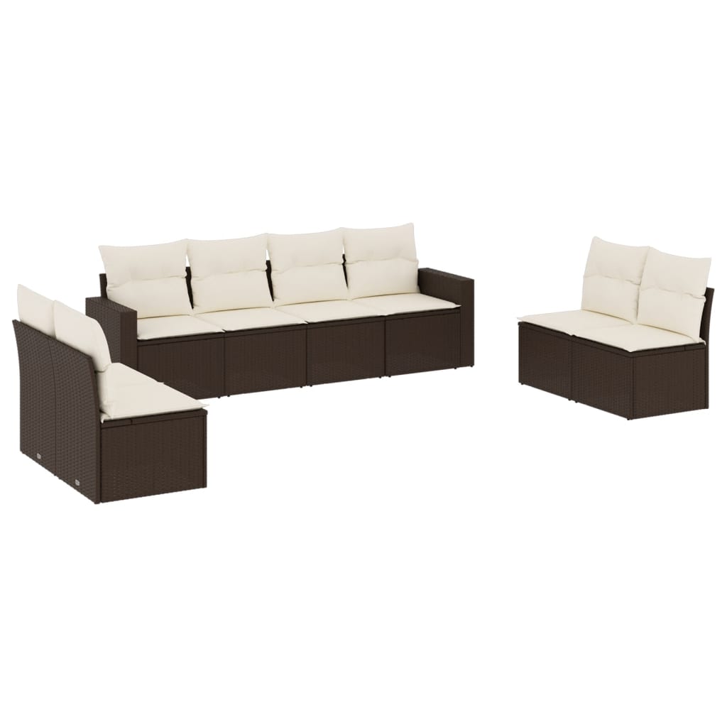 8-delige Loungeset met kussens poly rattan bruin is nu te koop bij PeponiXL, paradijselijk wonen!