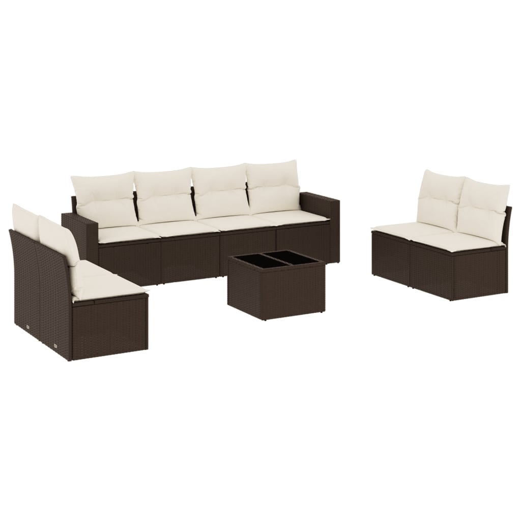 9-delige Loungeset met kussens poly rattan bruin is nu te koop bij PeponiXL, paradijselijk wonen!