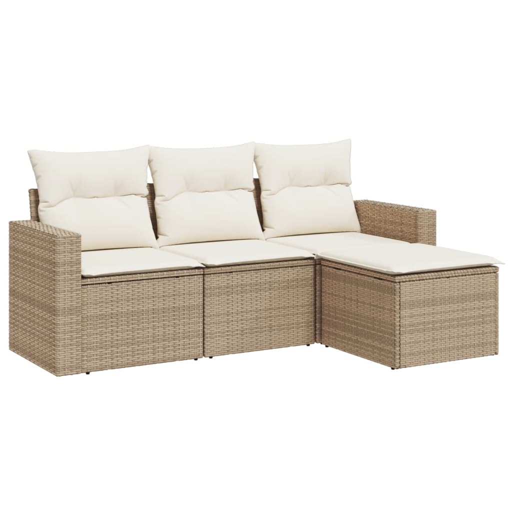 4-delige Loungeset met kussens poly rattan beige is nu te koop bij PeponiXL, paradijselijk wonen!