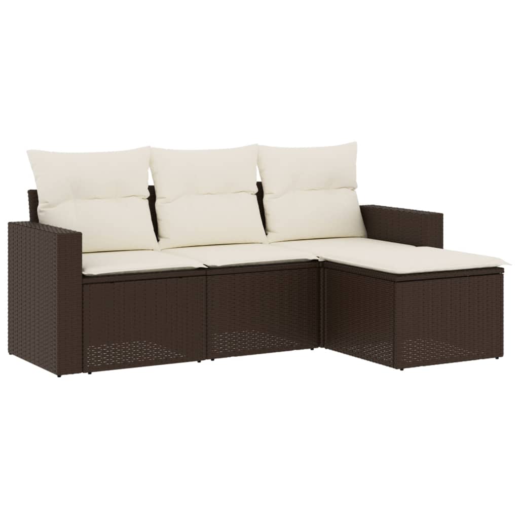 4-delige Loungeset met kussens poly rattan bruin is nu te koop bij PeponiXL, paradijselijk wonen!