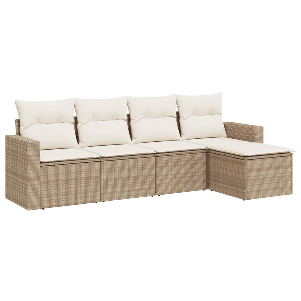 5-delige Loungeset met kussens poly rattan beige is nu te koop bij PeponiXL, paradijselijk wonen!