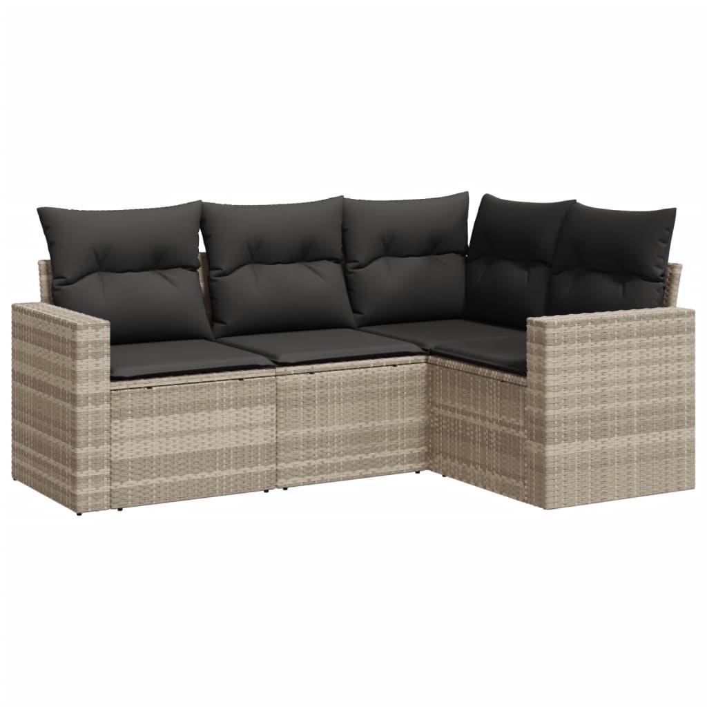 4-delige Loungeset met kussens poly rattan lichtgrijs is nu te koop bij PeponiXL, paradijselijk wonen!
