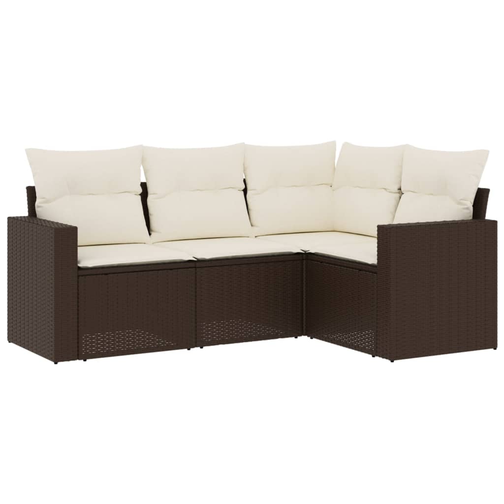 4-delige Loungeset met kussens poly rattan bruin is nu te koop bij PeponiXL, paradijselijk wonen!