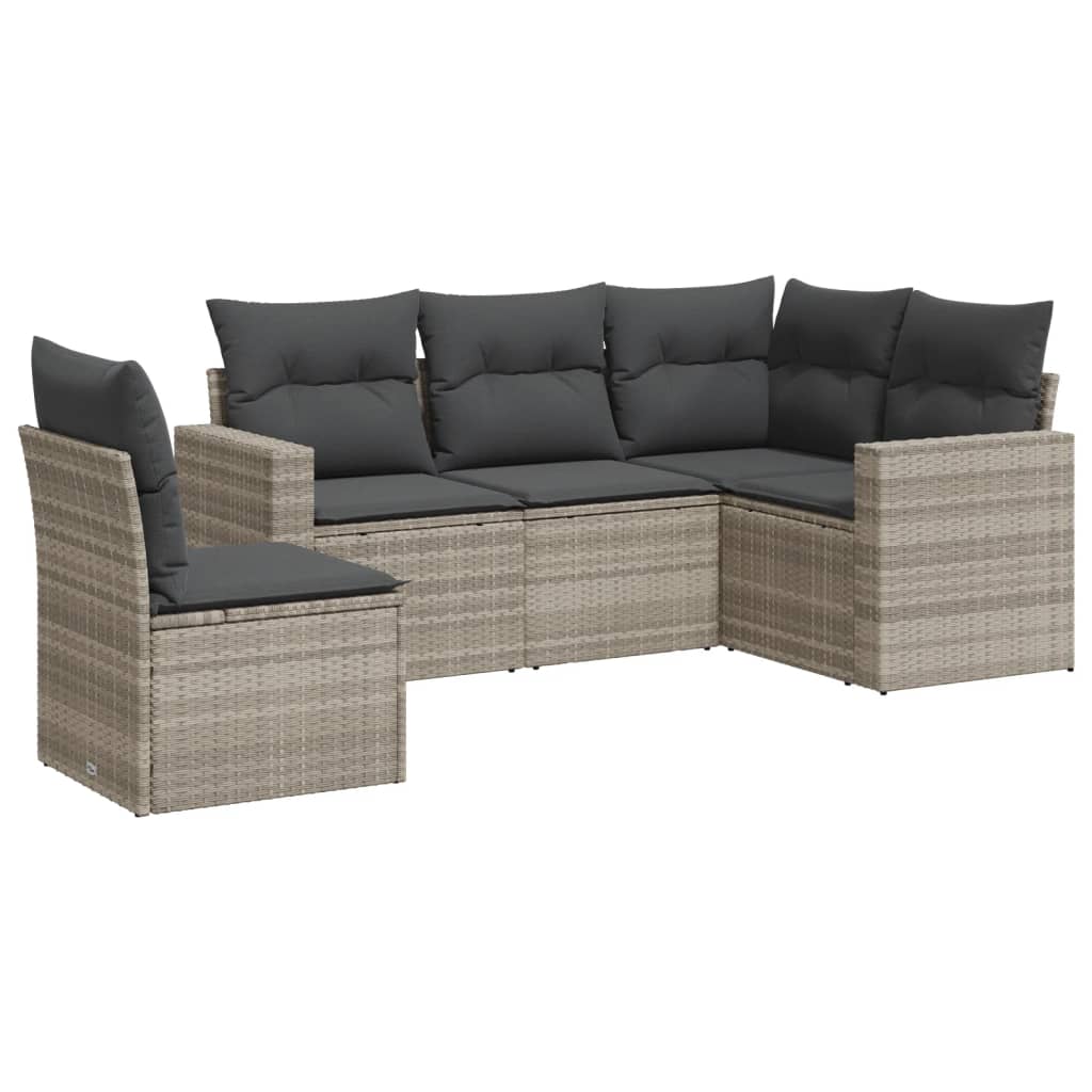 5-delige Loungeset met kussens poly rattan lichtgrijs is nu te koop bij PeponiXL, paradijselijk wonen!