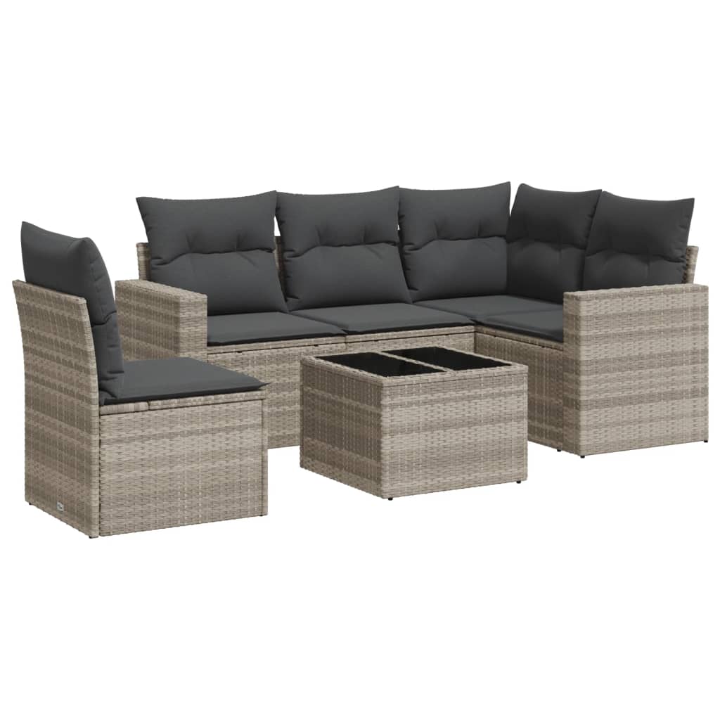 6-delige Loungeset met kussens poly rattan lichtgrijs is nu te koop bij PeponiXL, paradijselijk wonen!