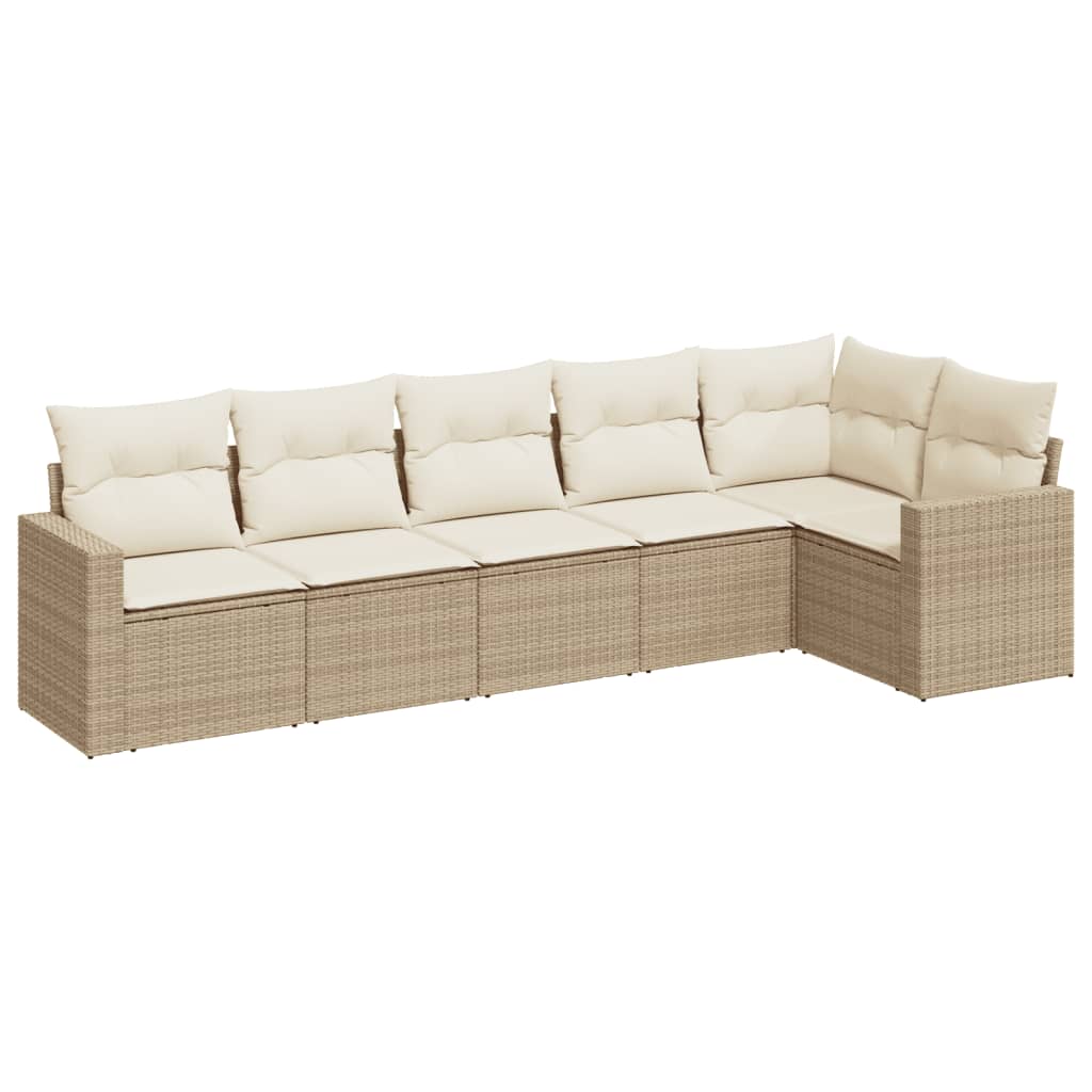 6-delige Loungeset met kussens poly rattan beige is nu te koop bij PeponiXL, paradijselijk wonen!