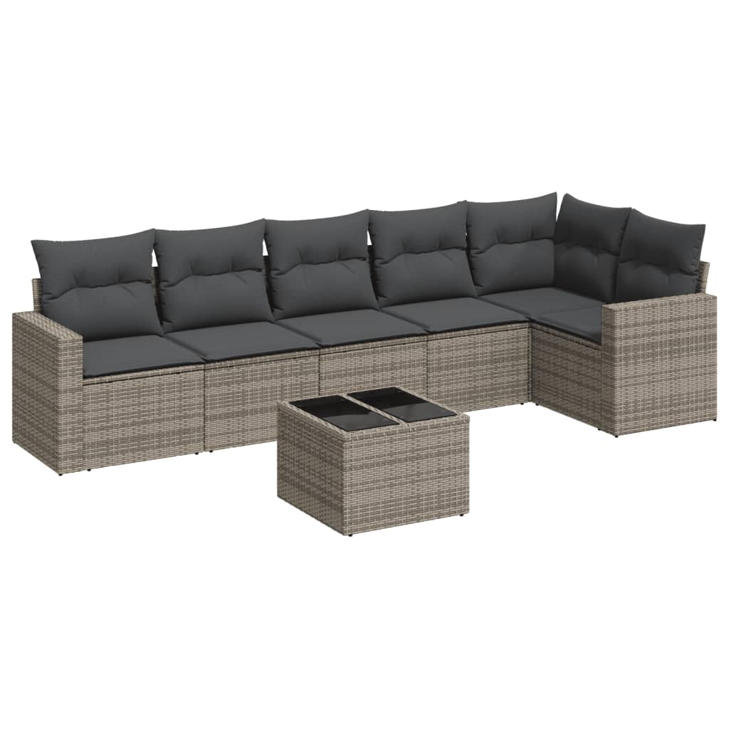 7-delige Loungeset met kussens poly rattan grijs is nu te koop bij PeponiXL, paradijselijk wonen!