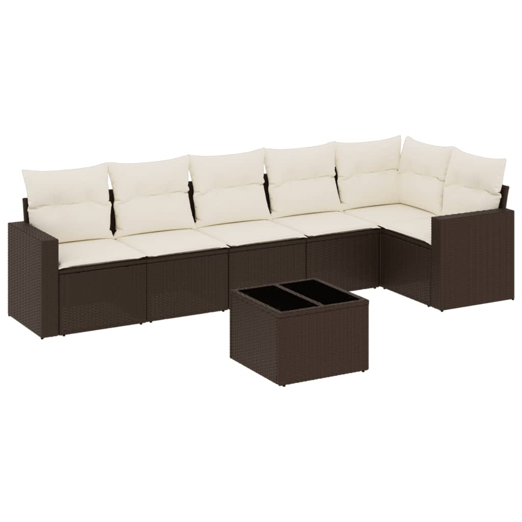 7-delige Loungeset met kussens poly rattan bruin is nu te koop bij PeponiXL, paradijselijk wonen!