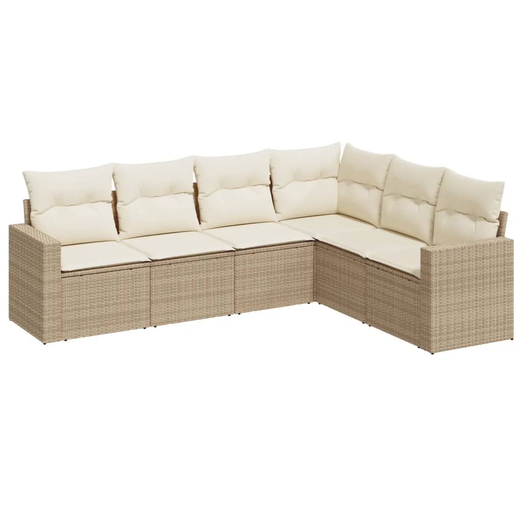 6-delige Loungeset met kussens poly rattan beige is nu te koop bij PeponiXL, paradijselijk wonen!