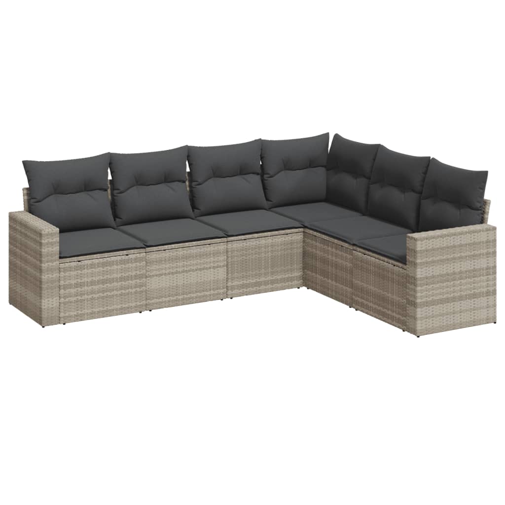 6-delige Loungeset met kussens poly rattan lichtgrijs is nu te koop bij PeponiXL, paradijselijk wonen!