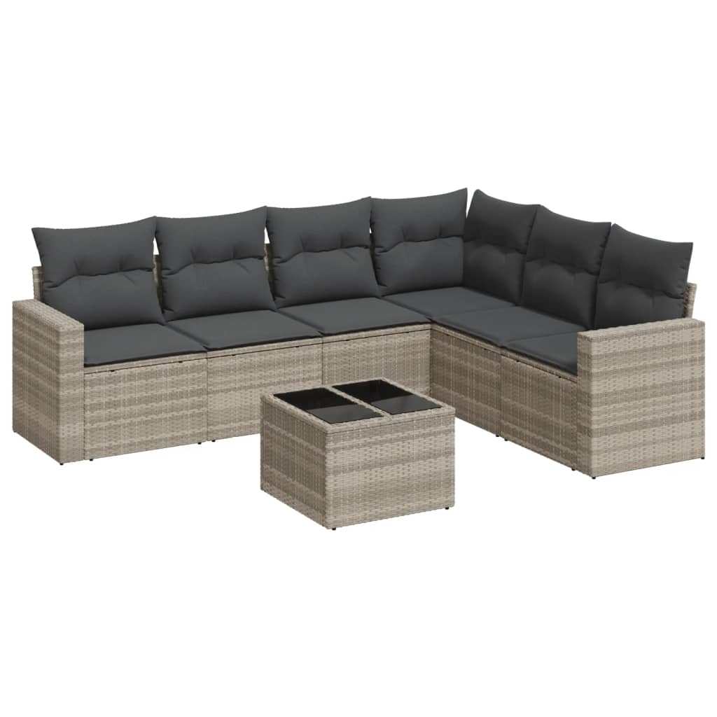 7-delige Loungeset met kussens poly rattan lichtgrijs is nu te koop bij PeponiXL, paradijselijk wonen!