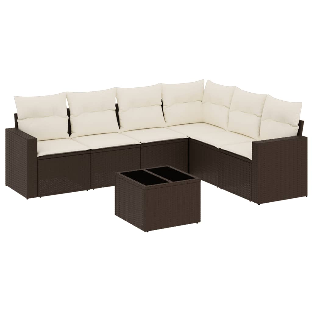 7-delige Loungeset met kussens poly rattan bruin is nu te koop bij PeponiXL, paradijselijk wonen!