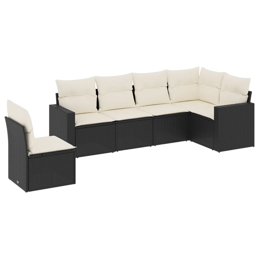 6-delige Loungeset met kussens poly rattan zwart is nu te koop bij PeponiXL, paradijselijk wonen!