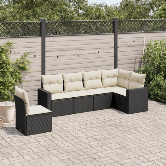 6-delige Loungeset met kussens poly rattan zwart is nu te koop bij PeponiXL, paradijselijk wonen!
