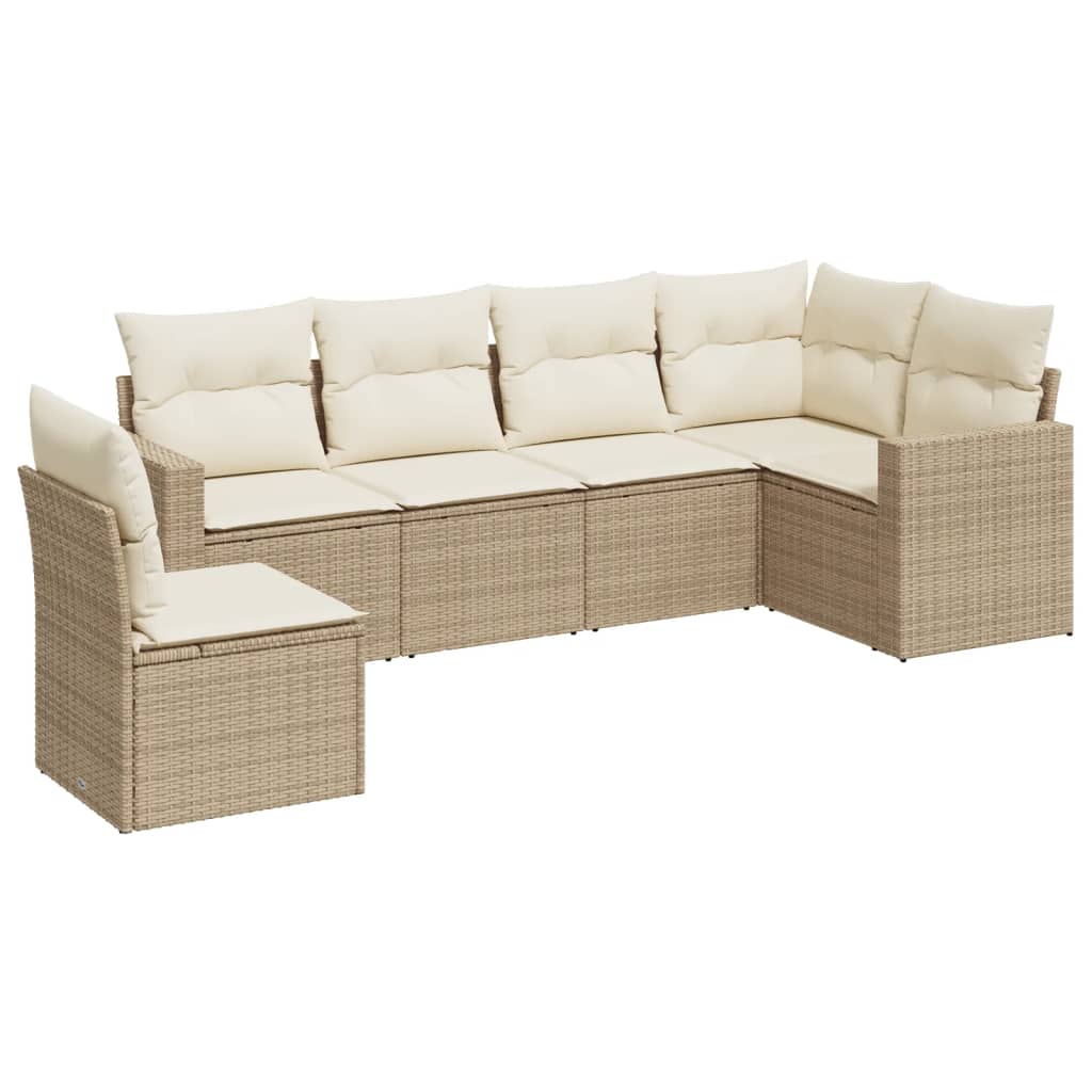 6-delige Loungeset met kussens poly rattan beige is nu te koop bij PeponiXL, paradijselijk wonen!