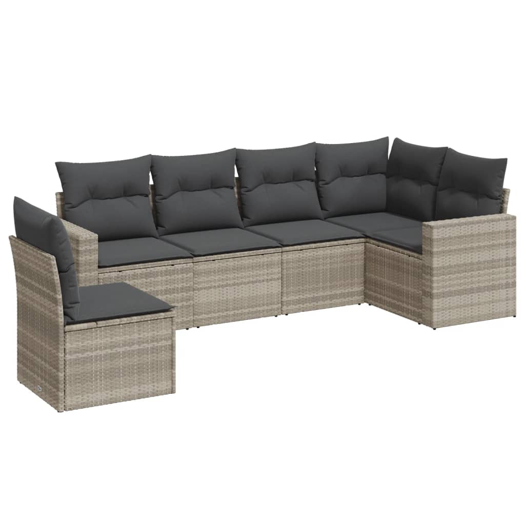6-delige Loungeset met kussens poly rattan lichtgrijs is nu te koop bij PeponiXL, paradijselijk wonen!