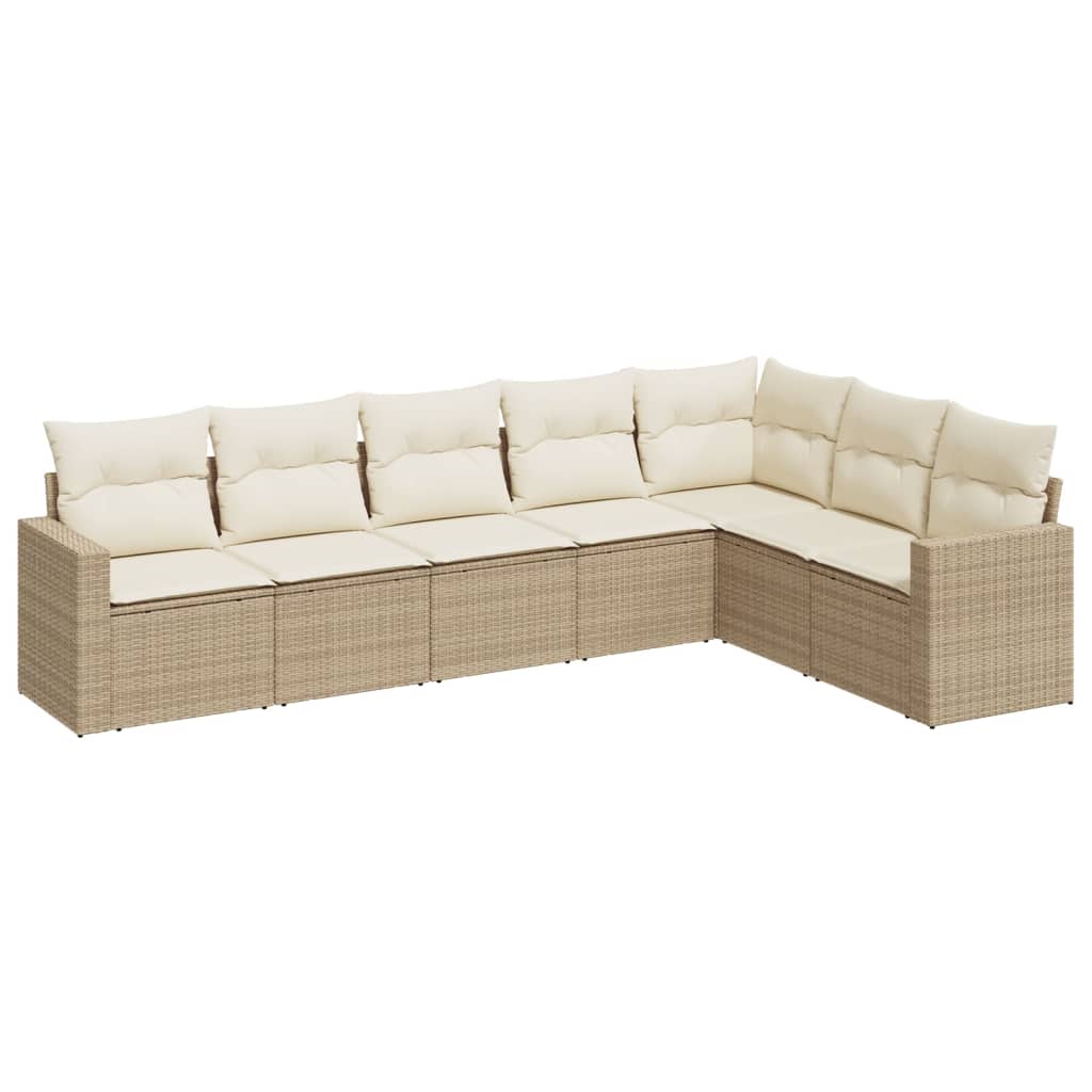 7-delige Loungeset met kussens poly rattan beige is nu te koop bij PeponiXL, paradijselijk wonen!