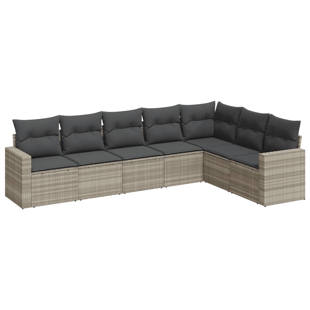 7-delige Loungeset met kussens poly rattan lichtgrijs is nu te koop bij PeponiXL, paradijselijk wonen!