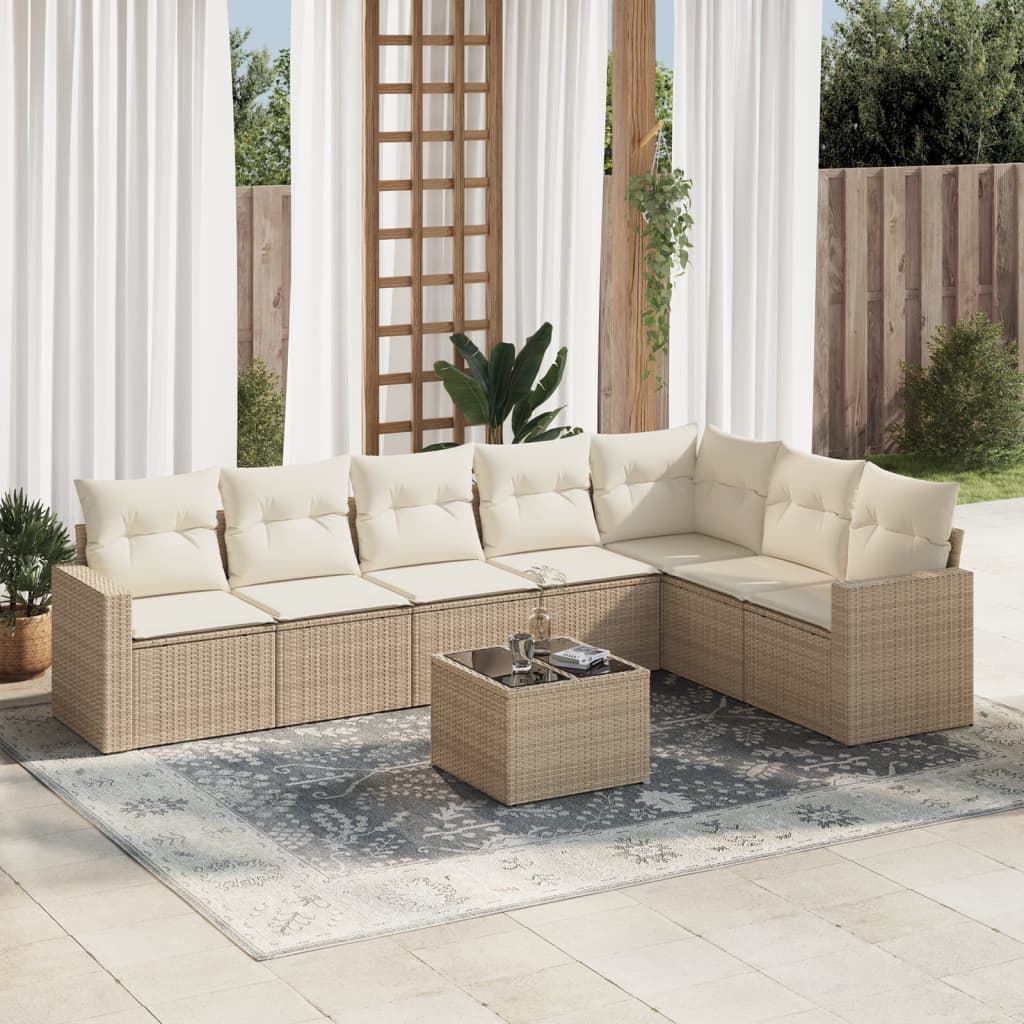8-delige Loungeset met kussens poly rattan beige is nu te koop bij PeponiXL, paradijselijk wonen!