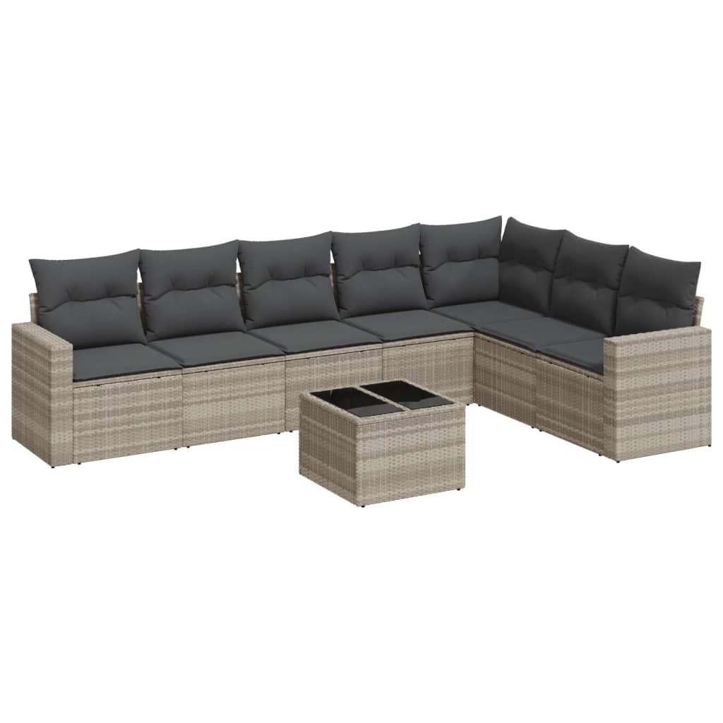 8-delige Loungeset met kussens poly rattan lichtgrijs is nu te koop bij PeponiXL, paradijselijk wonen!