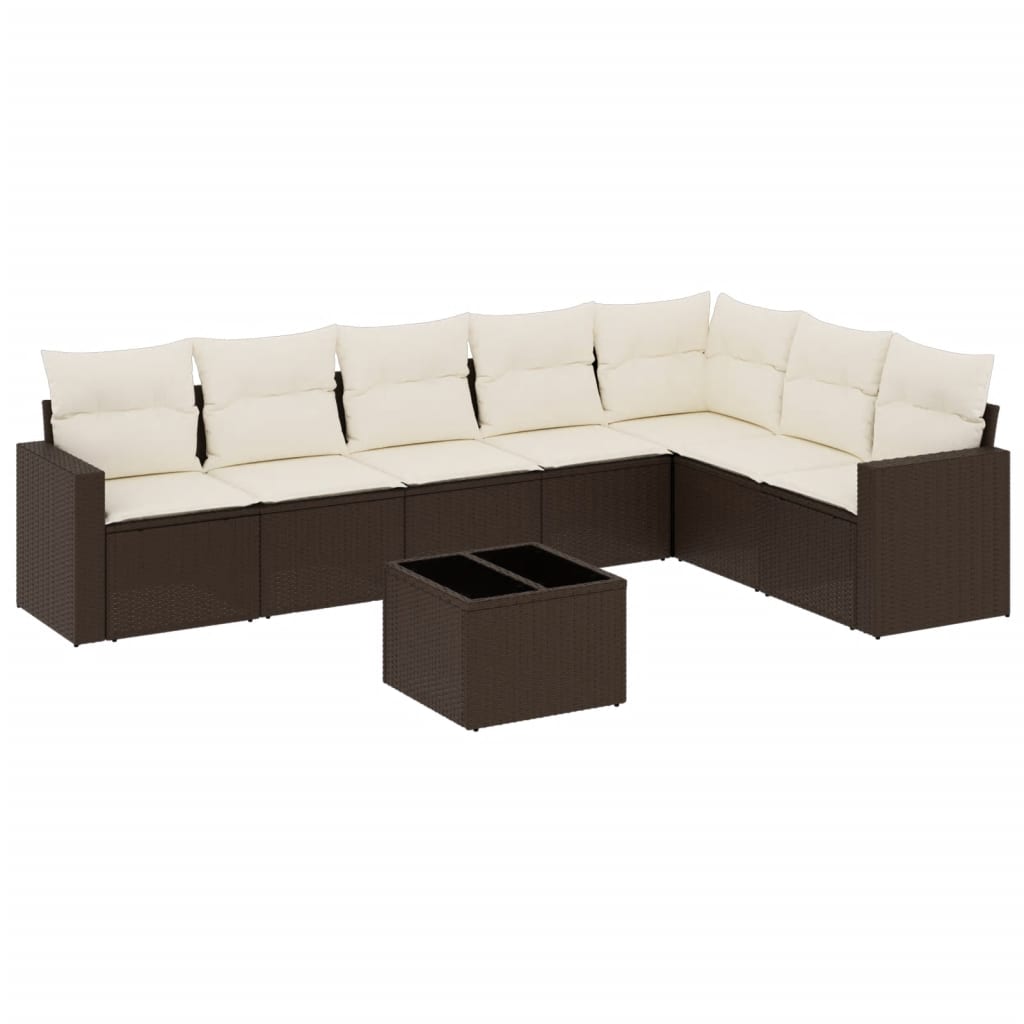 8-delige Loungeset met kussens poly rattan bruin is nu te koop bij PeponiXL, paradijselijk wonen!