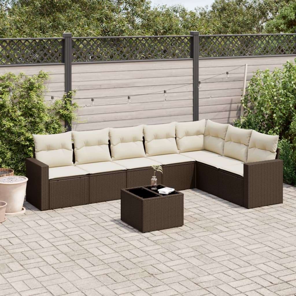 8-delige Loungeset met kussens poly rattan bruin is nu te koop bij PeponiXL, paradijselijk wonen!