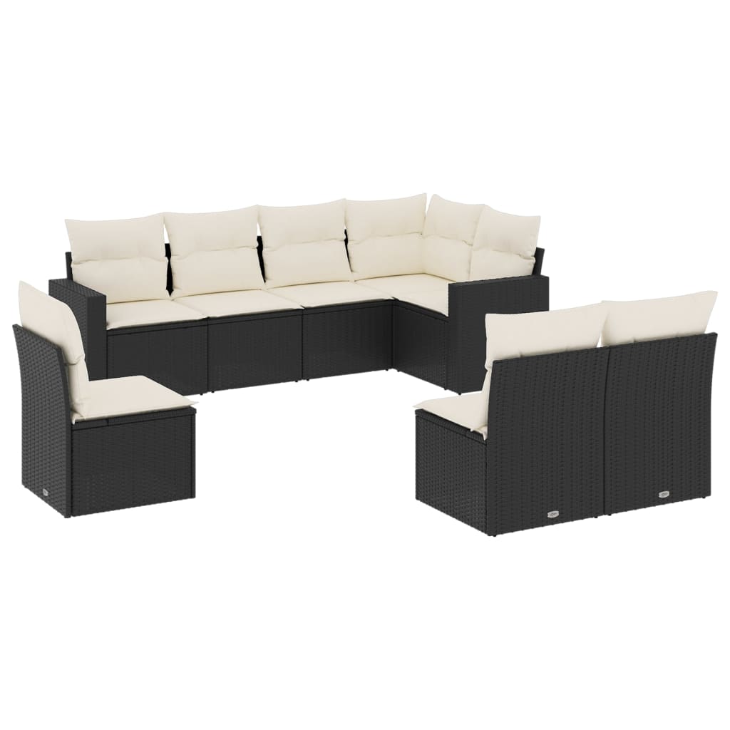 8-delige Loungeset met kussens poly rattan zwart is nu te koop bij PeponiXL, paradijselijk wonen!