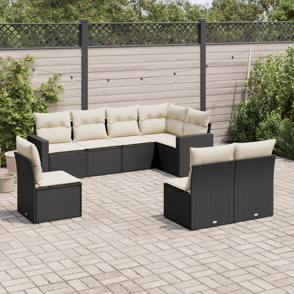 8-delige Loungeset met kussens poly rattan zwart is nu te koop bij PeponiXL, paradijselijk wonen!