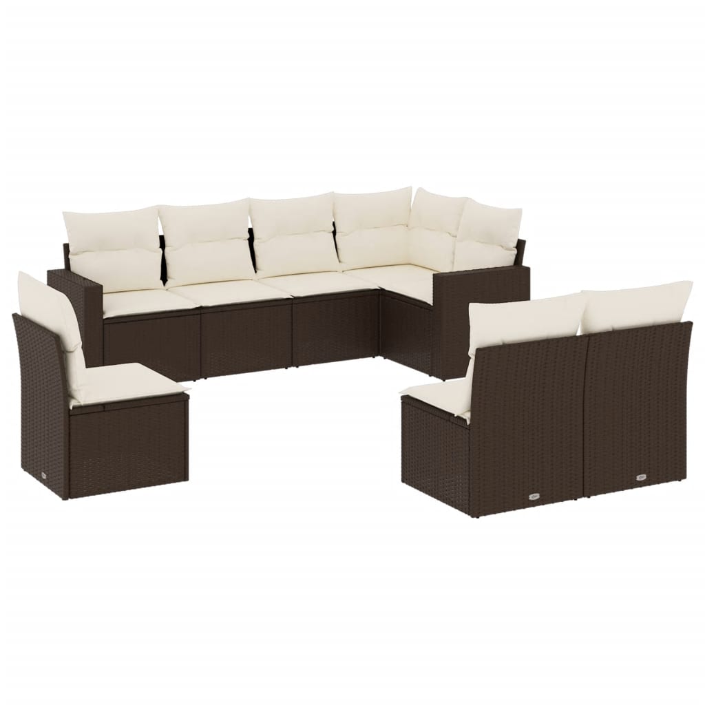 8-delige Loungeset met kussens poly rattan bruin is nu te koop bij PeponiXL, paradijselijk wonen!