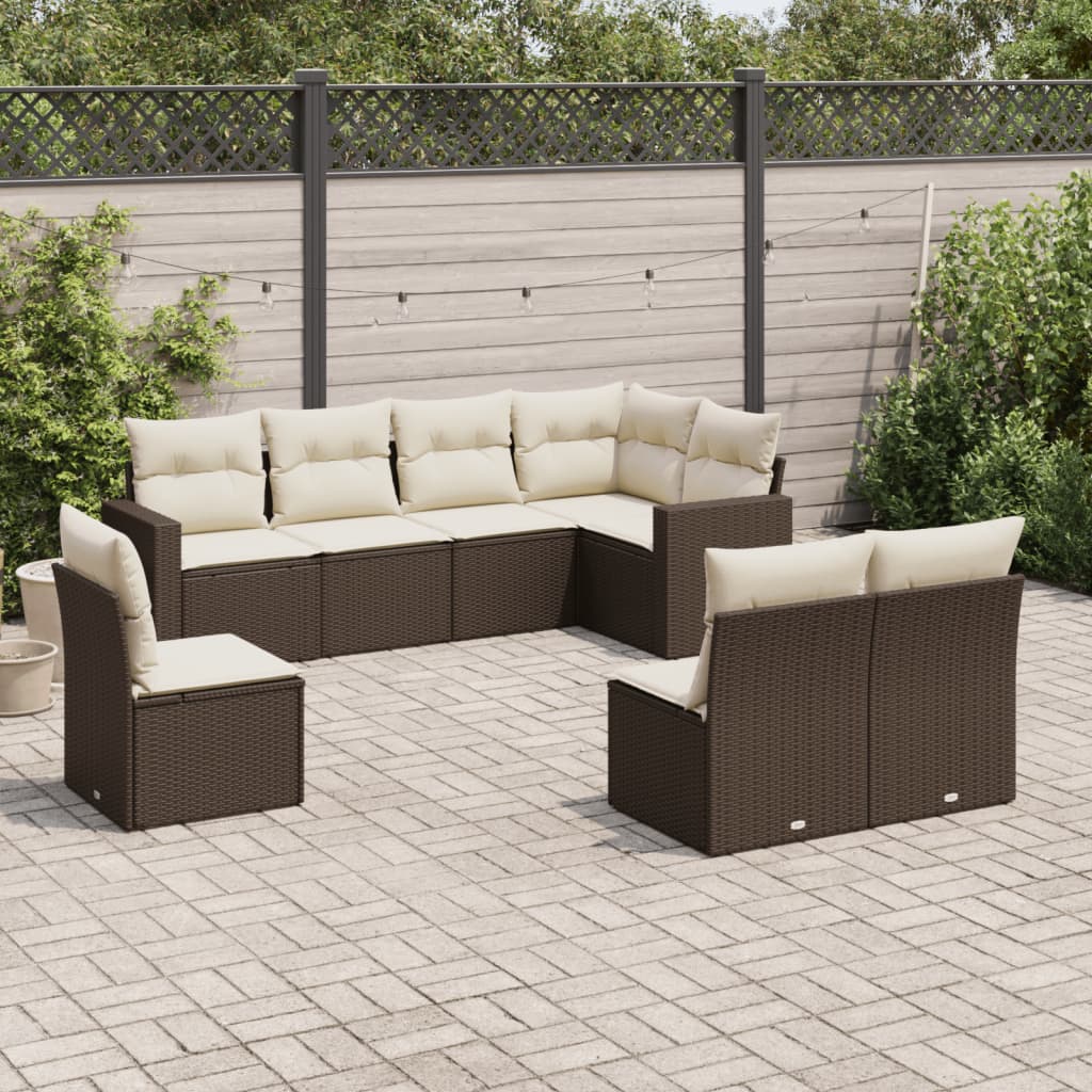 8-delige Loungeset met kussens poly rattan bruin is nu te koop bij PeponiXL, paradijselijk wonen!
