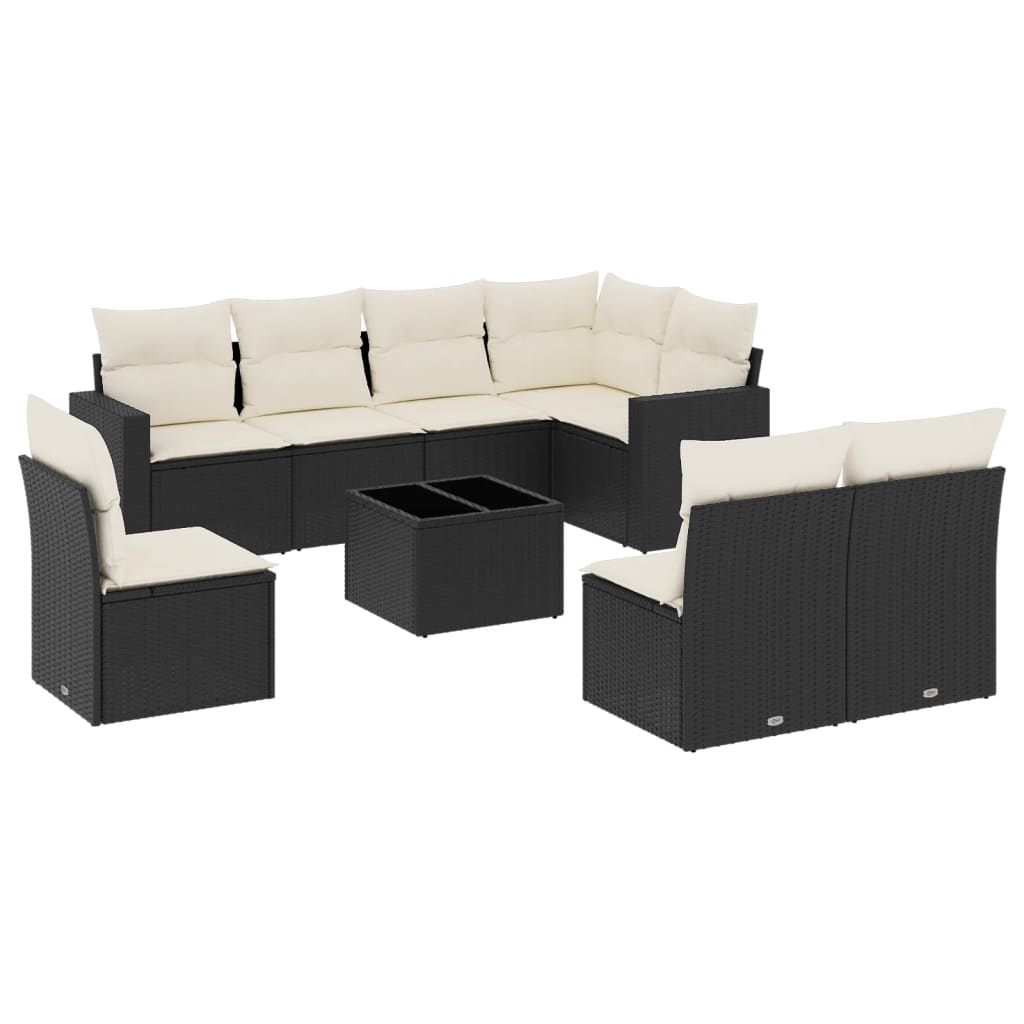 9-delige Loungeset met kussens poly rattan zwart is nu te koop bij PeponiXL, paradijselijk wonen!