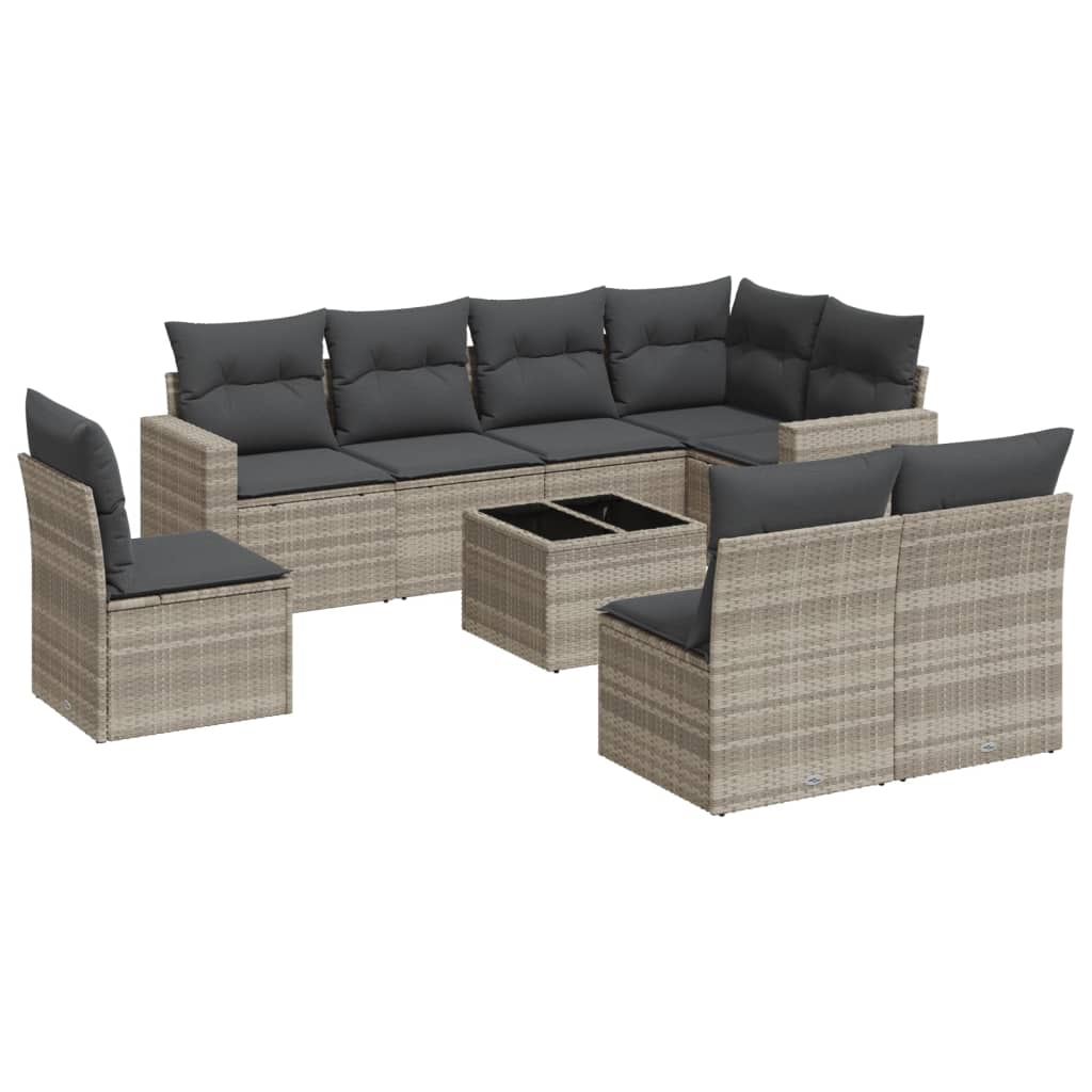 9-delige Loungeset met kussens poly rattan lichtgrijs is nu te koop bij PeponiXL, paradijselijk wonen!