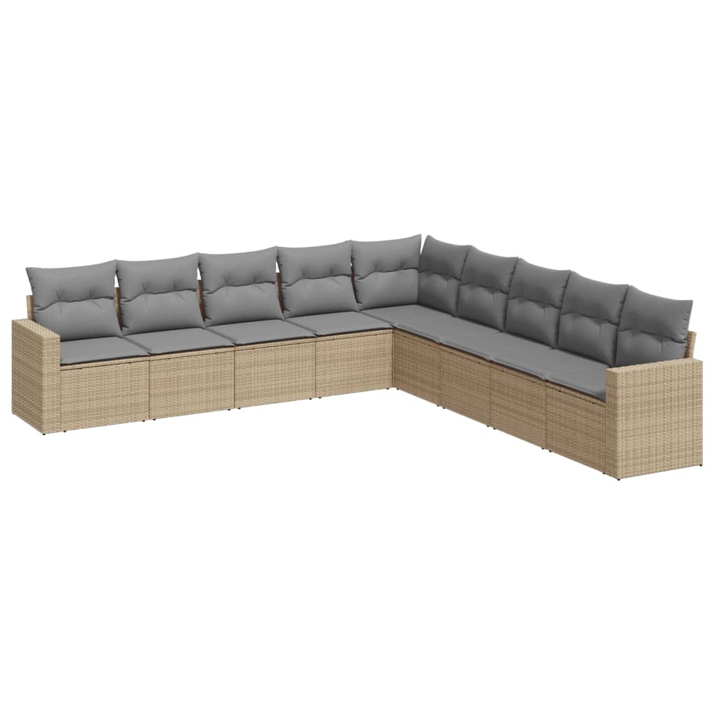 9-delige Loungeset met kussens poly rattan beige is nu te koop bij PeponiXL, paradijselijk wonen!