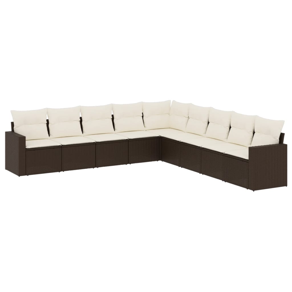 9-delige Loungeset met kussens poly rattan bruin is nu te koop bij PeponiXL, paradijselijk wonen!