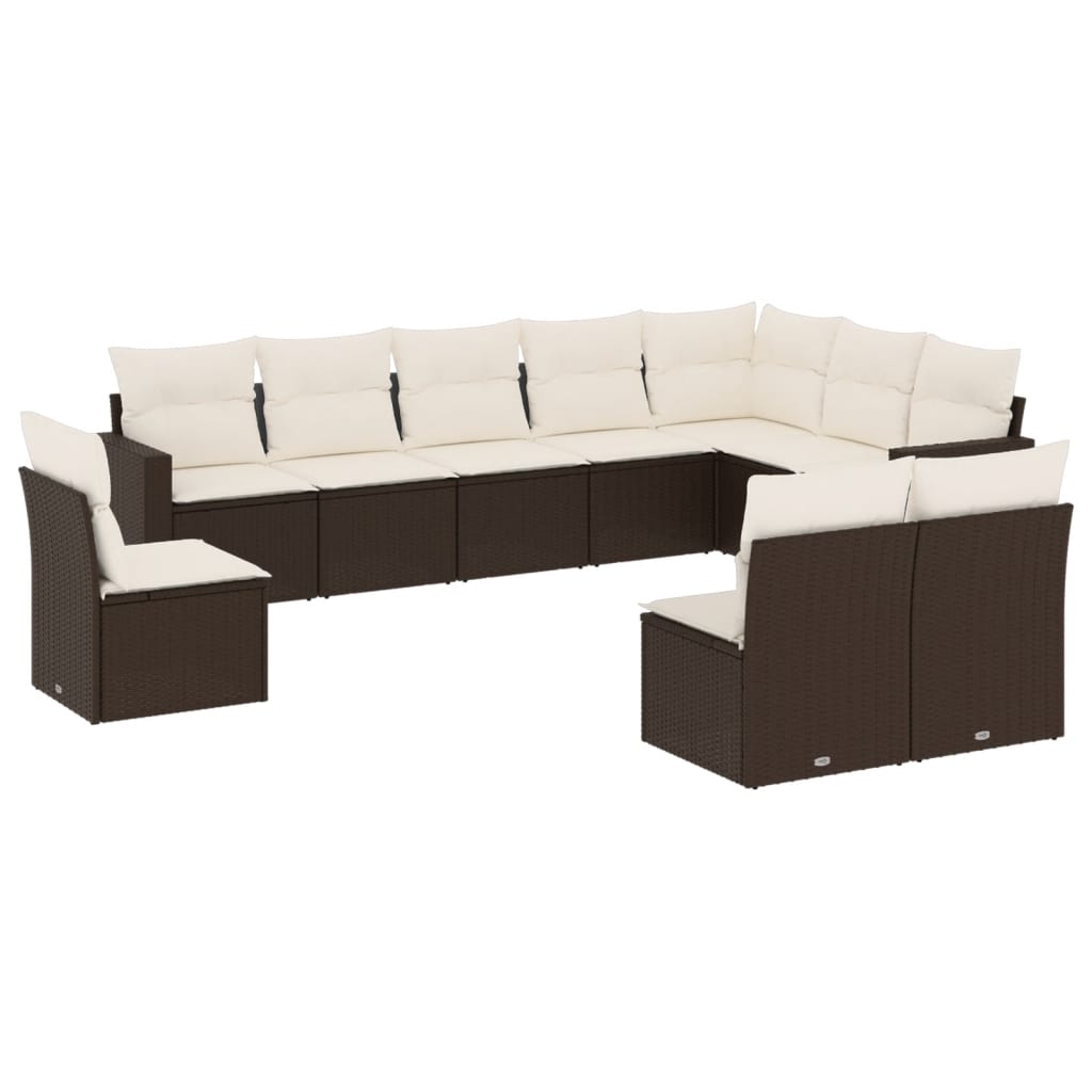 10-delige Loungeset met kussens poly rattan bruin is nu te koop bij PeponiXL, paradijselijk wonen!