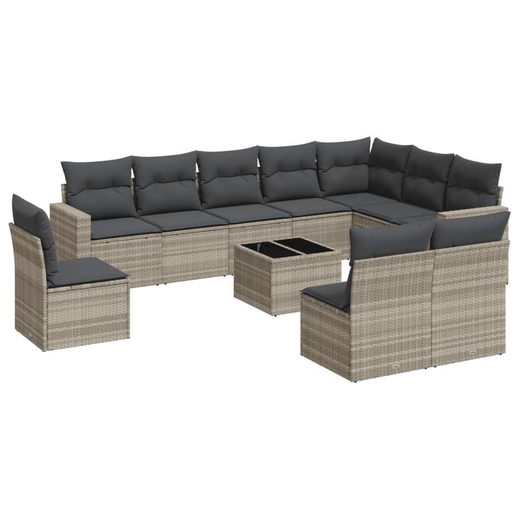 11-delige Loungeset met kussens poly rattan lichtgrijs is nu te koop bij PeponiXL, paradijselijk wonen!